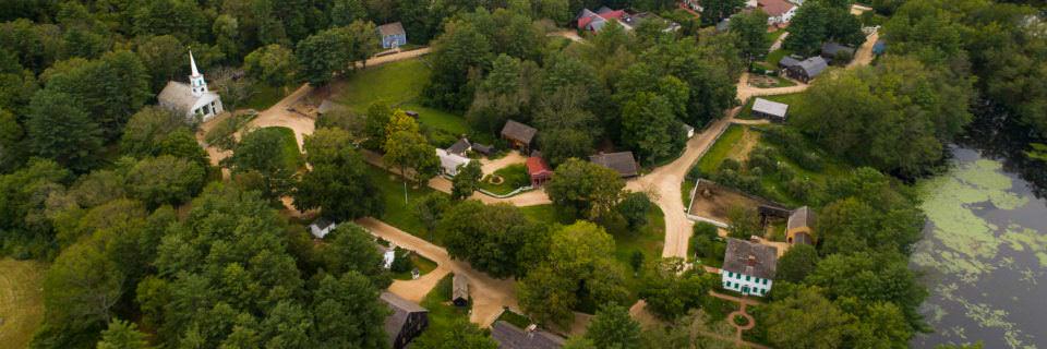 A photo of the Village taken from above with a drone