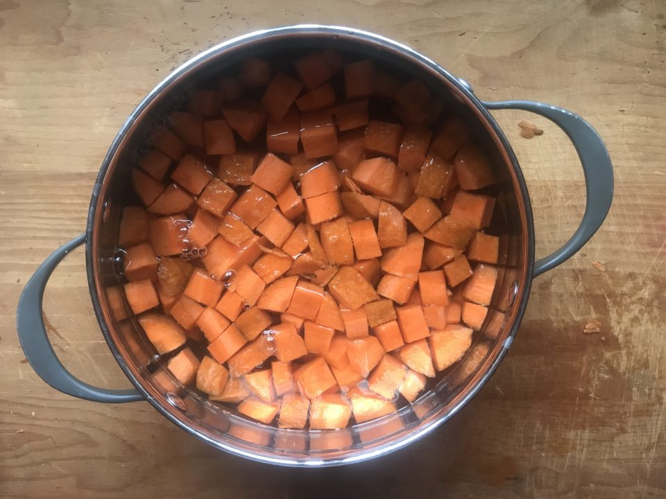 Bring carrots to boil