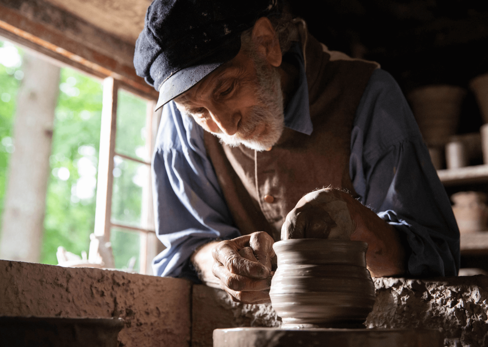 Potter woking with clay.