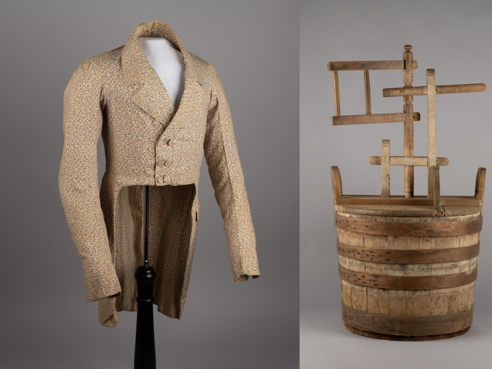 early 19th-century tail coat and washing machine